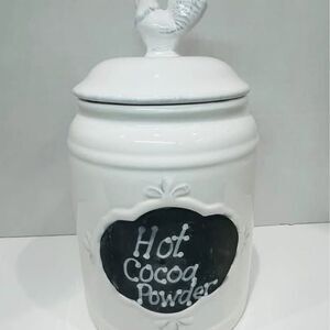 Home Essentials Vintage Ceramic Rooster Canister with Chalkboard Front - White